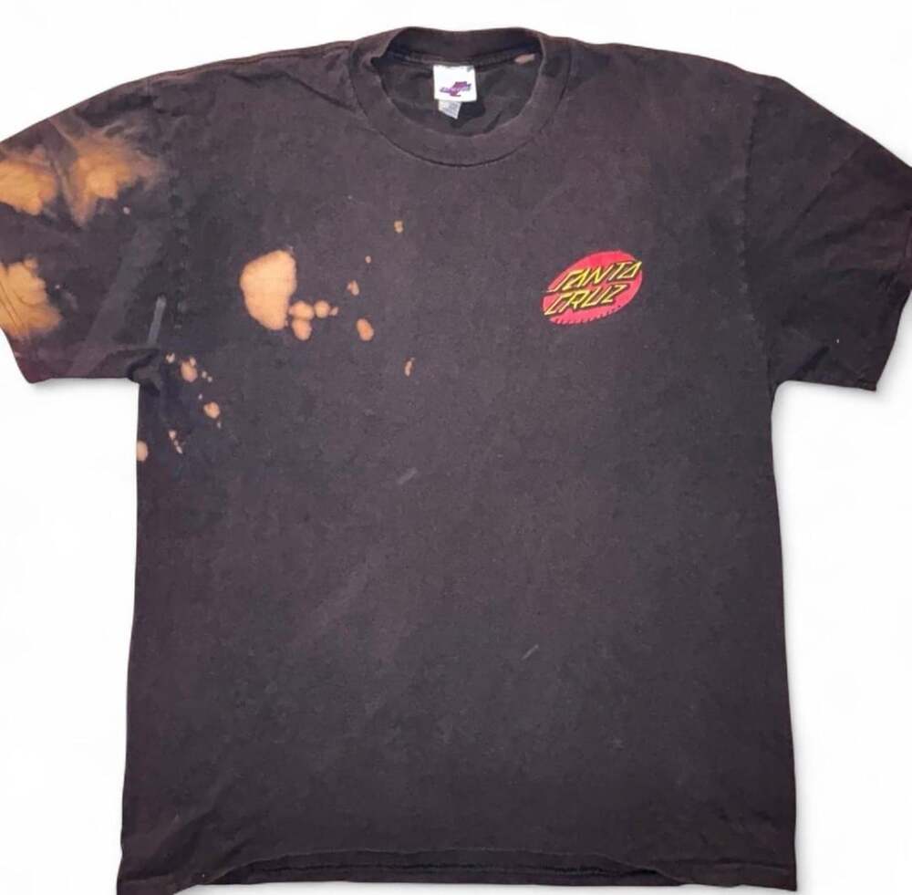 Santa Cruz Classic Dot Logo Graphic T-Shirt Black Bleached